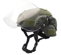 Airsoft MICH 2000 ACH Casque tactique avec visière transparente et rail latéral, Vert Od, 21-25 inch
