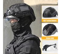 Airsoft Tactical Fast Casque avec casque de communication antibruit et lunettes pour paintball tactique, jeux militaires, chasse (noir B)