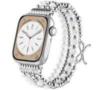 AIRSPO Bracelets de perles dorées compatibles avec les bracelets Apple Watch 38 mm, 40 mm, 41 mm, 42 mm, 44 mm, 45 mm, 46 mm pour femmes - bracelets élastiques tendance faits à la main pour iWatch