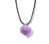 Airssory Collier avec pendentif en améthyste naturelle brute et pépites brutes avec cordon en cuir pour fabrication de bijoux, bracelets, colliers et colliers 45 cm