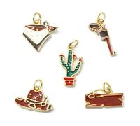Airssory Lot de 10 breloques en laiton émaillé sur le thème du désert occidental pour bricolage, bijoux, collier, bracelet, boucles d'oreilles, sacs, téléphone et porte-clés - 5 styles