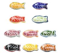 Airssory Lot de 10 perles en céramique de 10 couleurs en forme de poisson, océan, animaux de la mer, Jésus, poissons pour bricolage, bijoux, bracelet, collier, boucles d'oreilles, artisanat