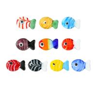 Airssory Lot de 10 perles en verre soufflé de 10 styles en forme de poisson, océan, animaux marins, Jésus pour bricolage, bijoux, bracelet, collier, boucles d'oreilles, sacs, porte-clés, décoration de