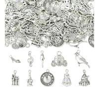Airssory Lot de 100 breloques tibétaines sur le thème des contes de fées - 10 styles - Style antique - Château de chaussures à talons hauts - Pour bricolage, bijoux, bracelet, collier, boucles