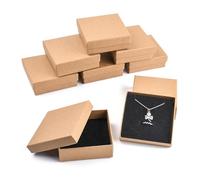Airssory Lot de 12 boîtes à bijoux carrées en carton kraft pour bagues, colliers, bracelets, boucles d'oreilles - 8,9 x 8,9 x 3,1 cm