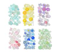 Airssory Lot de 126 cabochons en résine phosphorescents en forme de fleur - 6 couleurs - Pour bricolage, bijoux, scrapbooking, embellissements, loisirs créatifs, ongles