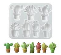 Airssory Lot de 2 moules en silicone en forme de mini cactus en forme de plante pour bricolage, bougie, résine époxy, artisanat, cire et décoration d'intérieur, 12,4 x 15,2 cm
