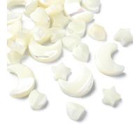 Airssory Lot de 30 perles naturelles en coquillage d'eau douce en forme de cœur, coquillages, étoiles, lunes, coquillages, pour la fabrication de bijoux, bracelets, loisirs créatifs