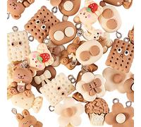 Airssory Lot de 32 petits breloques en résine couleur chocolat couleur crème ours lapin popcorn bonbons fleur petits breloques cookies gaufrette biscuits charme pour la fabrication de bijoux bricolage
