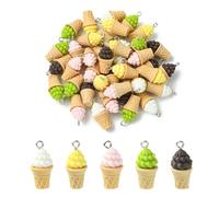 Airssory Lot de 40 breloques 3D en résine effet crème glacée pour loisirs créatifs, bijoux, bracelet, collier, boucles d'oreilles, sac, porte-clés, décoration de téléphone