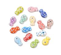 Airssory Lot de 40 perles en céramique de couleurs mélangées de 19 mm en forme de poisson, océan, animaux marins, Jésus, poisson, perles d'espacement pour bricolage, bijoux, bracelet, collier, boucles