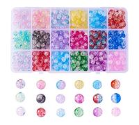 Airssory Lot de 450 perles rondes en acrylique craquelé transparent dégradé de couleurs 8 mm pour bricolage, collier, bracelet, boucles d'oreilles, téléphone, lanière, loisirs créatifs