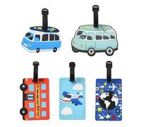 Airssory Lot de 5 étiquettes d'identification sur le thème du transport pour bagages, bus, avion, sac à main, sac d'école