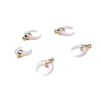 Airssory Lot de 5 pendentifs en forme de croissant de lune avec coquillage blanc naturel en nacre double corne en forme de croissant de lune avec