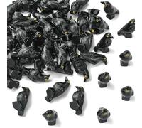 Airssory Lot de 50 mini figurines miniatures en résine en forme de corbeau noir - Ornement d'Halloween sans trou - Affichage de perles pour bricolage, décoration de bijoux, artisanat, maison, bureau