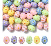 Airssory Lot de 50 perles ovales en acrylique avec marguerite pour bricolage, bijoux, bracelets, colliers, boucles d'oreilles, sacs, téléphone, porte-clés, décoration en vrac