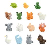 Airssory Lot de 60 figurines miniatures de 15 styles en résine - Ornement 3D - Mini animaux sans trou - Perles pour décoration de bijoux, artisanat, maison, bureau