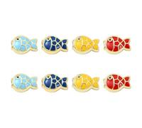 Airssory Lot de 8 perles intercalaires en laiton émaillé 4 couleurs pour loisirs créatifs, bijoux, bracelets, colliers, boucles d'oreilles, sacs, porte-clés, téléphone