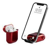 AirStand - Étui pour écouteurs avec support de téléphone invisible, compatible avec les AirPods 1/2, étui antichoc en TPU et PC offrant une protection complète et doté d'un mousqueton porte-clés