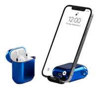 AirStand - Étui pour écouteurs avec support de téléphone invisible, compatible avec les AirPods 1/2, étui antichoc en TPU et PC offrant une protection complète et doté d'un mousqueton porte-clés