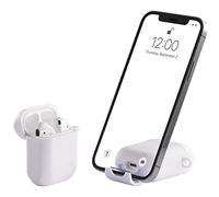 AirStand - Étui pour écouteurs avec support de téléphone invisible, compatible avec les AirPods 1/2, étui antichoc en TPU et PC offrant une protection complète et doté d'un mousqueton porte-clés