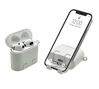 AirStand - Étui pour écouteurs avec Support de téléphone Invisible, Compatible avec Les AirPods 3, étui Antichoc en offrant Une Protection complète et doté d'un Mousqueton Porte-clés (Blanc)