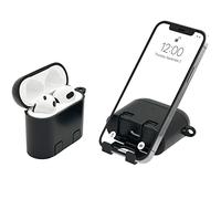 AirStand - Étui pour écouteurs avec Support de téléphone Invisible, Compatible avec Les AirPods 3, étui Antichoc en offrant Une Protection complète et doté d'un Mousqueton Porte-clés (Noir)