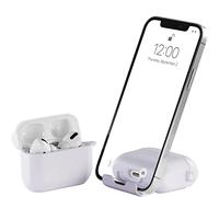 AirStand - Étui pour écouteurs avec Support de téléphone Invisible, Compatible avec Les AirPods Pro 1/2, étui Antichoc en TPU et PC offrant Une Protection complète et doté d'un Mousqueton Porte-clés