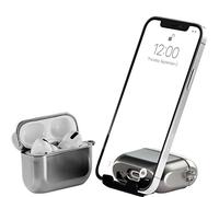 AirStand - Étui pour écouteurs avec Support de téléphone Invisible, Compatible avec Les AirPods Pro 1/2, étui Antichoc en TPU et PC offrant Une Protection complète et doté d'un Mousqueton Porte-clés