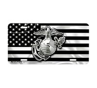 Airstrike Plaque d'immatriculation Drapeau du Royaume-Uni de Grande-Bretagne et d'Irlande du Nord avec emblème Marine Corps Fabriqué aux États-Unis