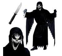 AirSuit Déguisement Scream pour Adulte | Comprend 1 Costume, 1 Masque et 1 Couteau | Déguisement Fantôme Tueur pour Halloween | Ghostface | Cosplay Film d'Horreur | 100% Fun | OriginalCup