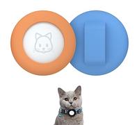Airtag 2022 Lot de 2 Colliers de Protection étanches pour Chat Compatible avec Apple Airtag - pour Collier d'animaux de Compagnie de Moins de 1 cm (Orange&Bleu)