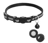 Airtag Collier de sécurité pour chaton avec support Airtag Apple, GPS réfléchissant avec clochette [Noir], Collier léger pour chat pour fille, garçon, chat, chaton et chiot