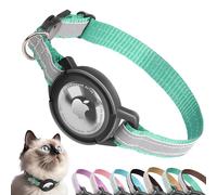 Airtag Collier pour chat Breakaway, Odokele réfléchissant avec support Apple Air Tag pour chaton, collier réglable avec boucle de sécurité à dégagement rapide pour chatons et chiots - Bleu sarcelle