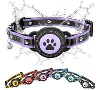 Airtag Collier pour chat - Collier réfléchissant pour chat avec support AirTag et clochette, compatible avec Apple Air Tag, rembourrage confortable, réglable, durable (violet, taille XS)