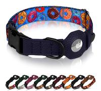 AirTag Collier pour chien avec boucle en métal - Collier pour chien en cuir souple imprimé avec support Apple AirTag - Collier GPS de suivi sécurisé pour animaux de compagnie pour chiens de petite et