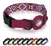 AirTag - Collier pour chien avec boucle en métal - Collier pour chien en cuir souple imprimé avec support Apple AirTag - Collier GPS de suivi sécurisé pour animaux de compagnie fille, garçon, petite