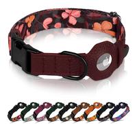 AirTag - Collier pour chien avec boucle en métal - Collier pour chien en cuir souple imprimé avec support Apple AirTag - Collier GPS de suivi sécurisé pour animaux de compagnie pour chiens de petite