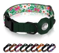 AirTag Collier pour chien avec boucle en métal - Collier pour chien en cuir souple imprimé avec support Apple AirTag - Collier GPS de suivi sécurisé pour animaux de compagnie pour filles et garçons