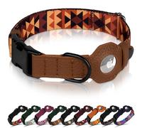 AirTag - Collier pour chien avec boucle en métal - Collier pour chien en cuir souple imprimé avec support Apple AirTag - Collier GPS de suivi sécurisé pour animaux de compagnie fille, garçon, petite