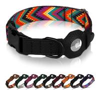 AirTag - Collier pour chien avec boucle en métal - Collier pour chien en cuir souple imprimé avec support Apple AirTag - Collier GPS de suivi sécurisé pour animaux de compagnie fille, garçon, petite