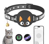 Airtag - Collier réfléchissant pour chat avec support Apple Air Tag et clochette, collier de suivi de chat pour chat fille et garçon, collier léger pour chatons, chiots (22,9 à 33 cm)