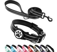 Airtag Ensemble collier et laisse pour chien, réfléchissant, ultra durable rembourré en nylon avec boucle QR et support étanche IP68, compatible avec Apple AirTag, confortable pour chiens de petite