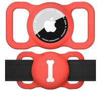 Airtag Étuis Collier pour Chien,Pet Silicone Housse de Protection pour Apple Airtag GPS Finder Étui de Protection Étanche Anti-Perte,Porte-clés airTag pour Collier de Chien et Chat (Rouge)
