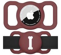 Airtag Étuis Collier pour Chien,Pet Silicone Housse de Protection pour Apple Airtag GPS Finder Étui de Protection Étanche Anti-Perte,Porte-clés airTag pour Collier de Chien et Chat (Vin Rouge)