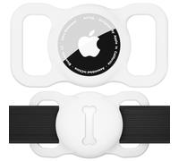 Airtag Étuis Collier pour Chien,Pet Silicone Housse de Protection pour Apple Airtag GPS Finder Étui de Protection Étanche Anti-Perte,Porte-clés airTag pour Collier de Chien et Chat (Blanc)