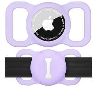 Airtag Étuis Collier pour Chien,Pet Silicone Housse de Protection pour Apple Airtag GPS Finder Étui de Protection Étanche Anti-Perte,Porte-clés airTag pour Collier de Chien et Chat (Violet Léger)