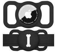 Airtag Étuis Collier pour Chien,Pet Silicone Housse de Protection pour Apple Airtag GPS Finder Étui de Protection Étanche Anti-Perte,Porte-clés airTag pour Collier de Chien et Chat (Noir)