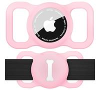 Airtag Étuis Collier pour Chien,Pet Silicone Housse de Protection pour Apple Airtag GPS Finder Étui de Protection Étanche Anti-Perte,Porte-clés airTag pour Collier de Chien et Chat (Rose)
