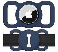 Airtag Étuis Collier pour Chien,Pet Silicone Housse de Protection pour Apple Airtag GPS Finder Étui de Protection Étanche Anti-Perte,Porte-clés airTag pour Collier de Chien et Chat (Bleu Marine)
